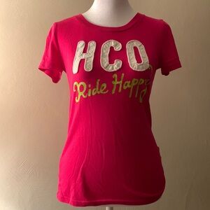 Hollister Hot Pink Short Sleeve T Shirt  HCO accent on front. Size S